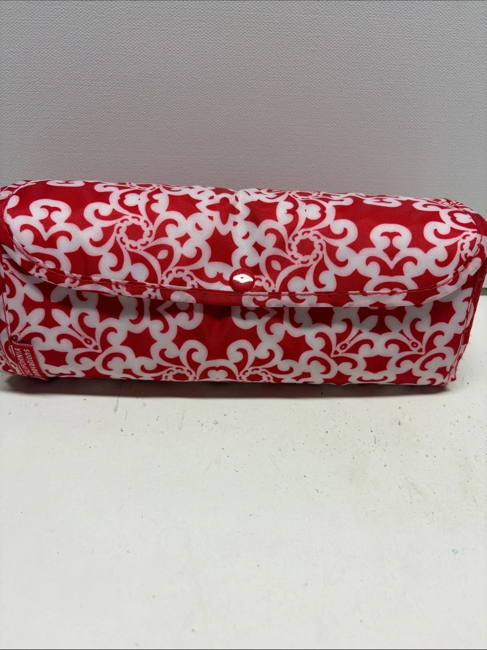 Red & White Patterned Roll-Up Pouch